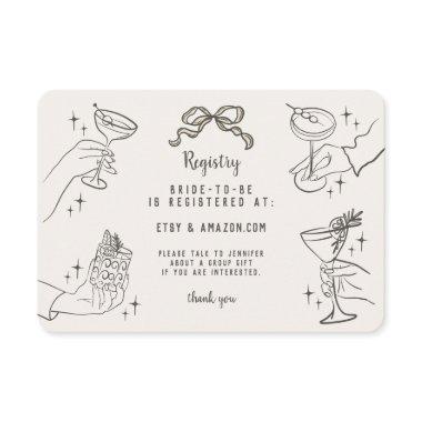 Beige Retro Cocktail Party Bridal Registry Insert