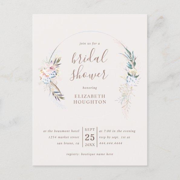 Beige Romantic Blossom Watercolor Bridal Shower Invitation PostInvitations