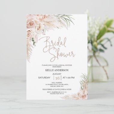 Beige Sage Boho Floral Bridal Shower Invitations