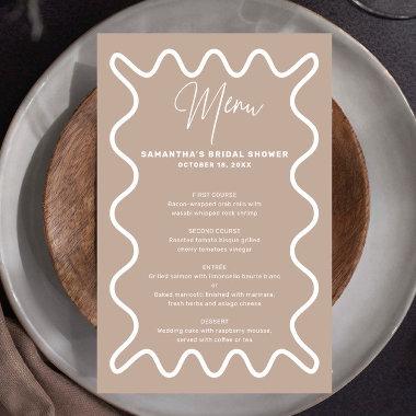 Beige Taupe Wavy Border menu  with name