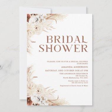 Beige Terracotta Boho Floral Bridal Shower Invitations
