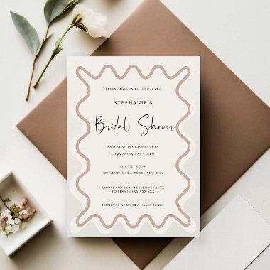 Beige White Border Bridal Shower Invitations