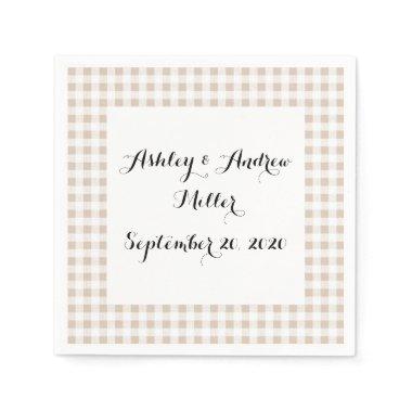 Beige White Gingham Pattern Napkins