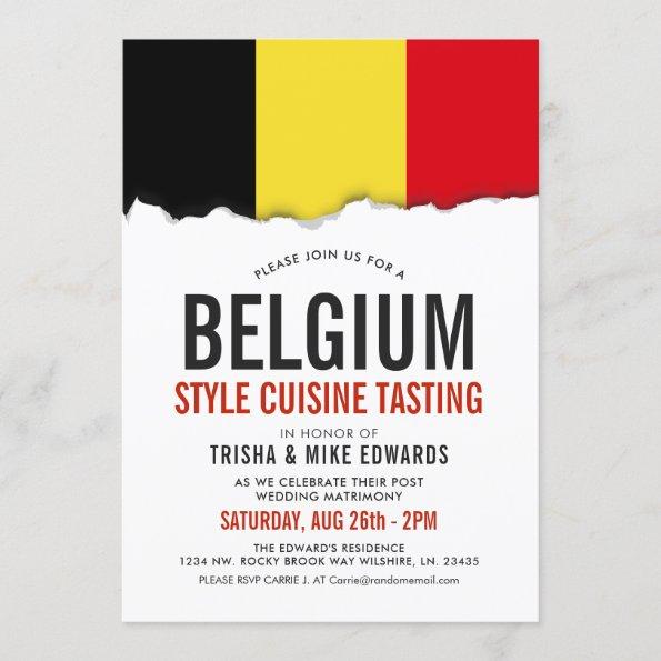 Belgium Cuisine | Party Flag White Invite