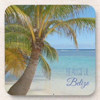 Belize Tropical Palm Tree Beach Scene Photograph Beverage Coaster