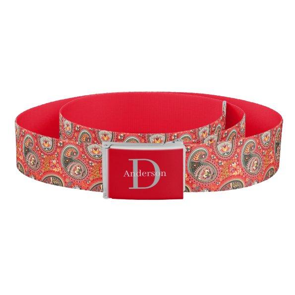 Belt With Buckle - Monogram Abstract Paisley