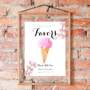 Berry Ice Cream Social Bridal Shower Favors Sign
