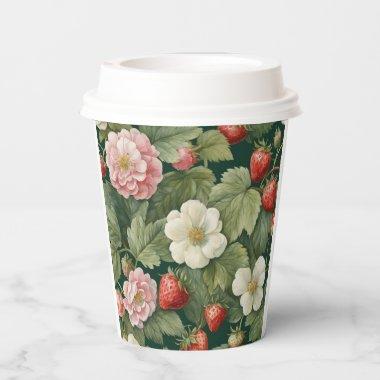 "Berry in Love" Floral and Strawberry Paper Cup