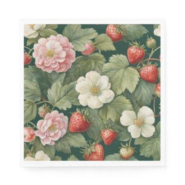 'Berry in Love' Strawberry and Floral Napkins