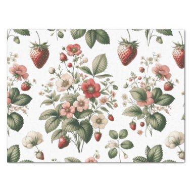 Berry Sweet All Over Strawberry and Floral Pattern Tissue Paper