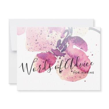 Berry Watercolor Orchid Bridal Shower Advice Card