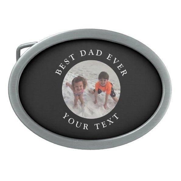 Best Dad Ever Kids Family Photo Monogram Belt Buckle