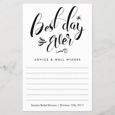 Best Day Ever, Bridal Shower Advice Card