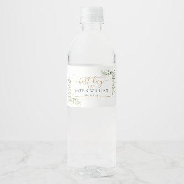 Best Day Ever Elegant Greenery Wedding Water Bottle Label