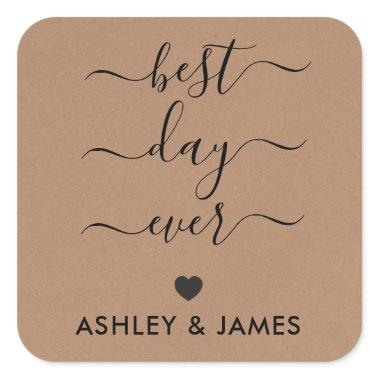 Best Day Ever Gift Tags, Wedding Gift Tags, Label, Square Sticker