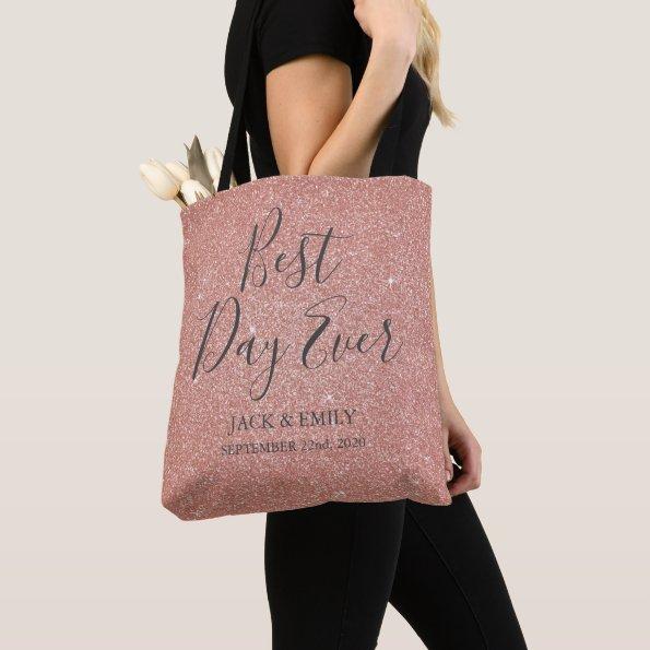 Best Day Ever Rose Gold Blush Pink Tote Bag
