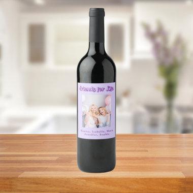 Best friends violet purple photo names party wine label