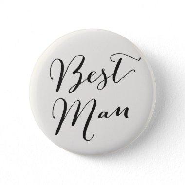 Best Man Classic Calligraphy Wedding Bridal Party Pinback Button
