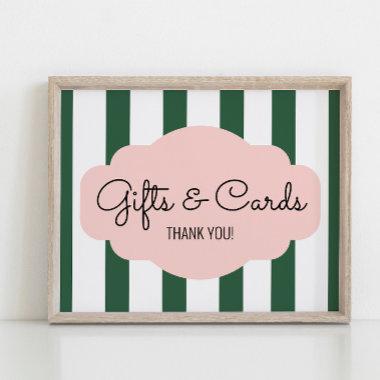 Beverly Hills Pink & Green Baby Shower Gifts Sign