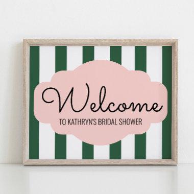 Beverly Hills Pink & Green Baby Shower Welcome Poster