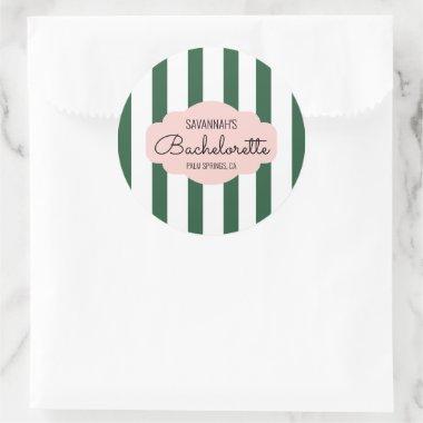 Beverly Hills Pink & Green Bachelorette Party Classic Round Sticker