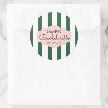 Beverly Hills Pink & Green Bachelorette Party Classic Round Sticker