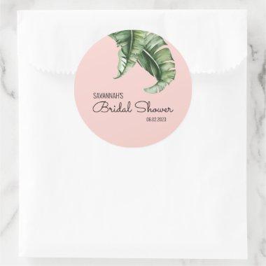 Beverly Hills Pink & Green Bridal Shower Favor Classic Round Sticker