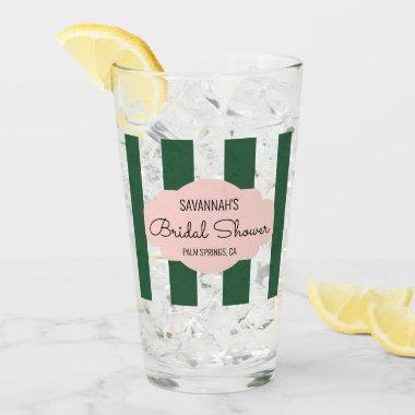 Beverly Hills Pink & Green Bridal Shower Glass