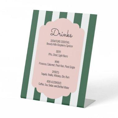Beverly Hills Pink & Green Drink Menu Pedestal Sig Pedestal Sign