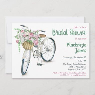 Bicycle Floral Bridal Shower Invitations