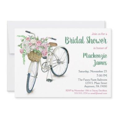 Bicycle Floral Bridal Shower Invitations