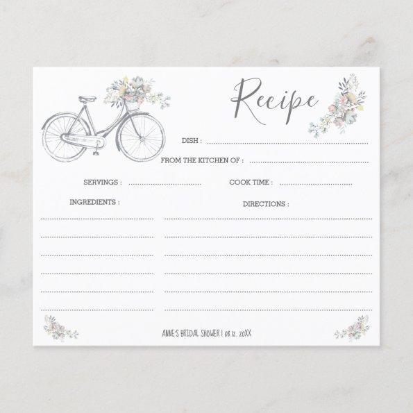 Bicycle Floral Recipe Invitations
