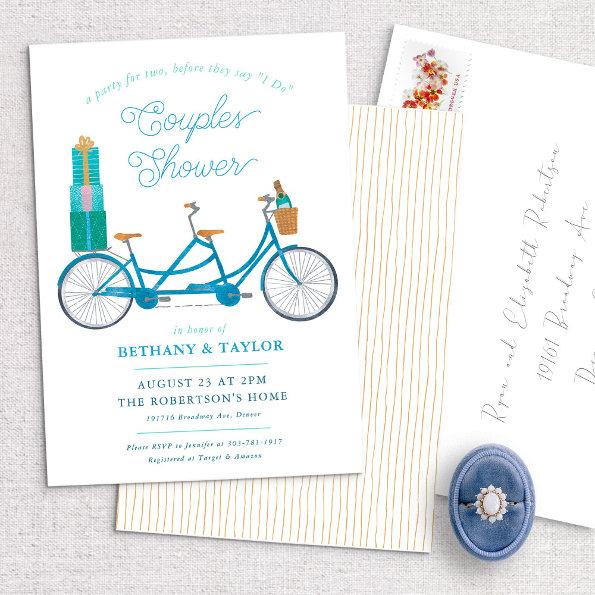 Bicycle for Two Couples Bridal Shower Invitations