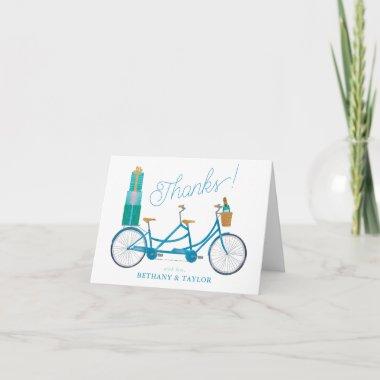 Bicycle for Two Watercolor Tandem Bike Thank You Note Invitations