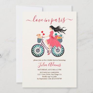 Bicycle Girl Fall Pumpkins Bridal Shower Invitations