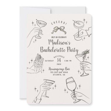 Biege Retro Cocktail Party Bachelorette