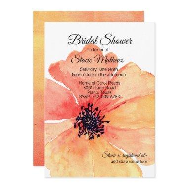 Big Coral Poppy Bridal Shower Invitations