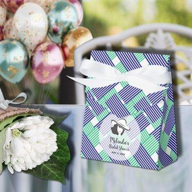 Big Hat  Navy Green Stripes Tent Favor Boxes