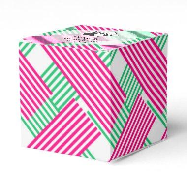 Big Hat Derby Lady Pink Green Stripes Square Favor Boxes