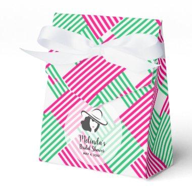 Big Hat Lady Hot Pink Green Stripes Tent Favor Boxes