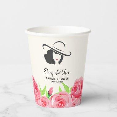 Big Hat Lady Roses Bridal Shower Paper Cups