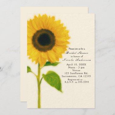 Big Painted Sunflower Rustic Country Invitations