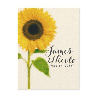 Big Painted Sunflower Rustic Country Save the Date Announcement PostInvitations