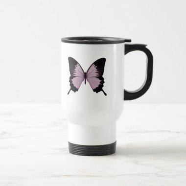 Big Pink & Black Butterfly - Personalize Travel Mug