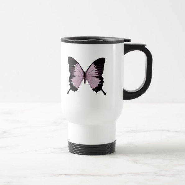 Big Pink & Black Butterfly - Personalize Travel Mug