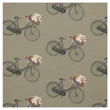 Bike bicycle flower pretty spring fabric taupe