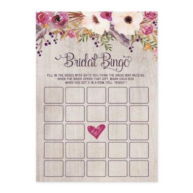 Bingo  Game Rustic Boho Flower Floral