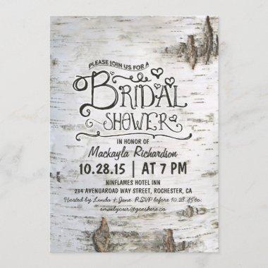 birch bark rustic country bridal shower Invitations