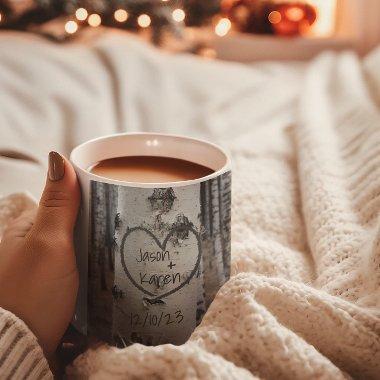 Birch Tree Custom Country Rustic Carved Heart Mug