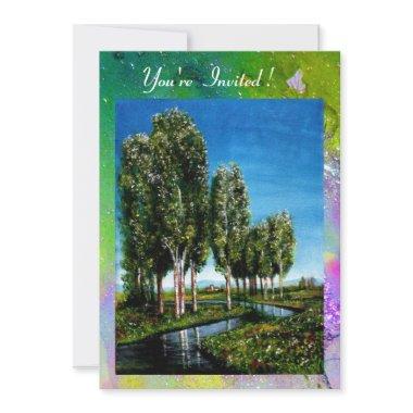 BIRCH TREES IN TUSCANY,yellow green purple sparkle